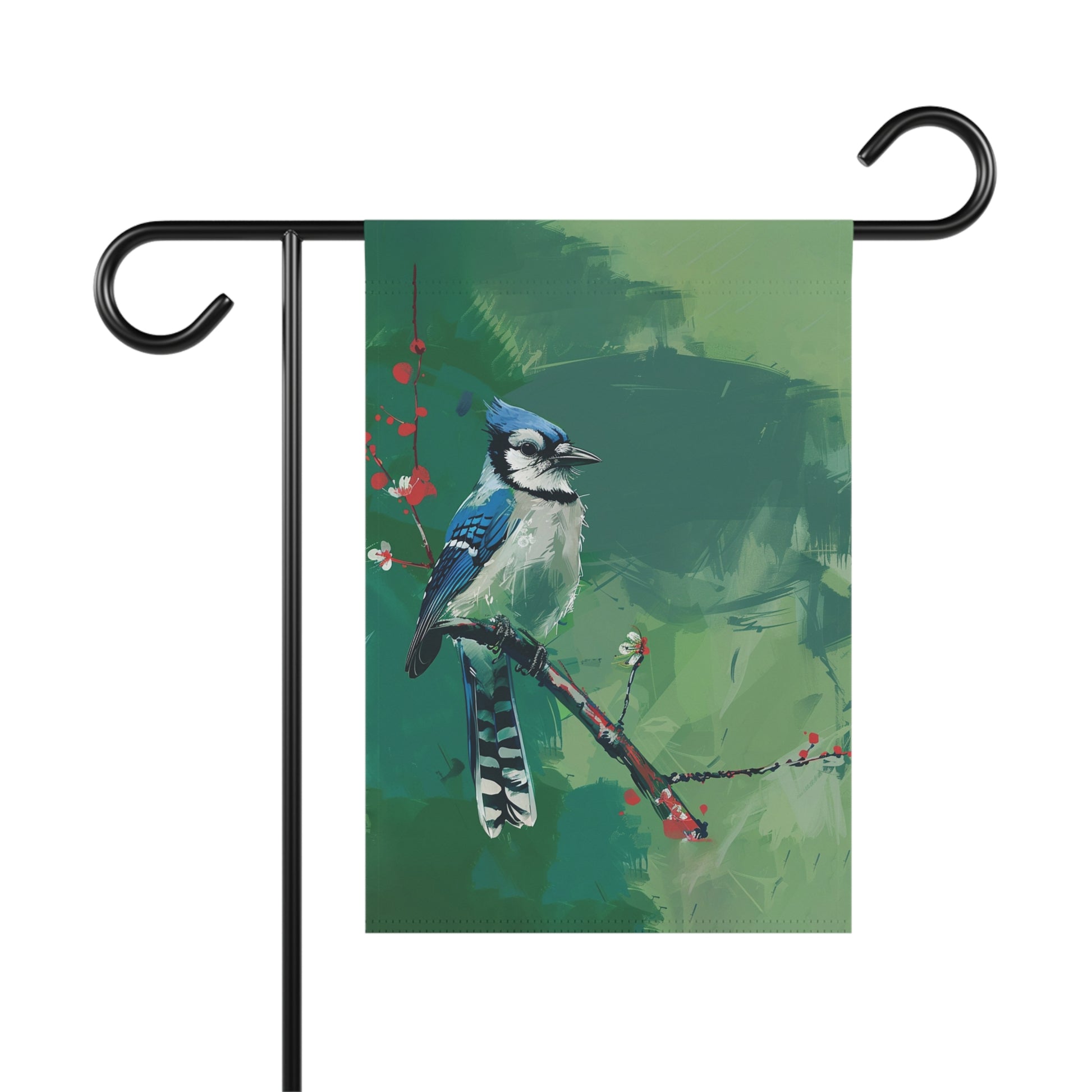 Blue bird colored garden flag