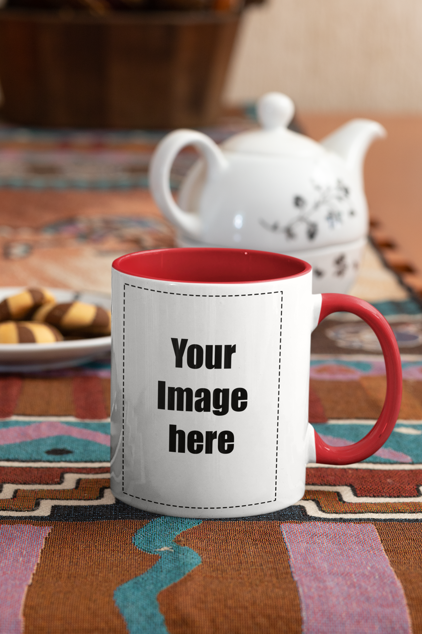 Red and white accent coffee mug