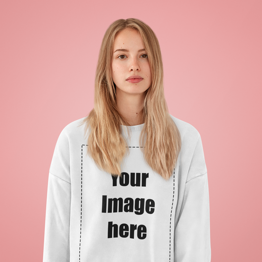 Young girl in white custom sweatshirt